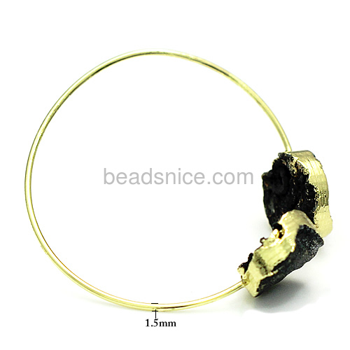 Druzy quartz band bangle bracelet Open cuff bracelet with 2 druzy quartz on open end Gold Plated adjustable bangle