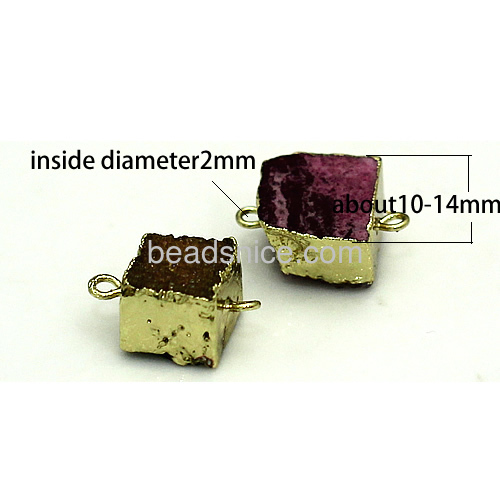 wholesale natural quartz  druzy stone connector with brass gold plated 1/1 loop nickel free  lead safe