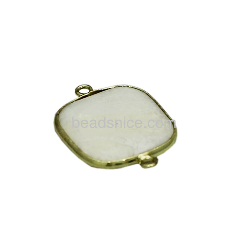 Natural shell connector with brass gold plated 1/1 loop nickel free  lead safe