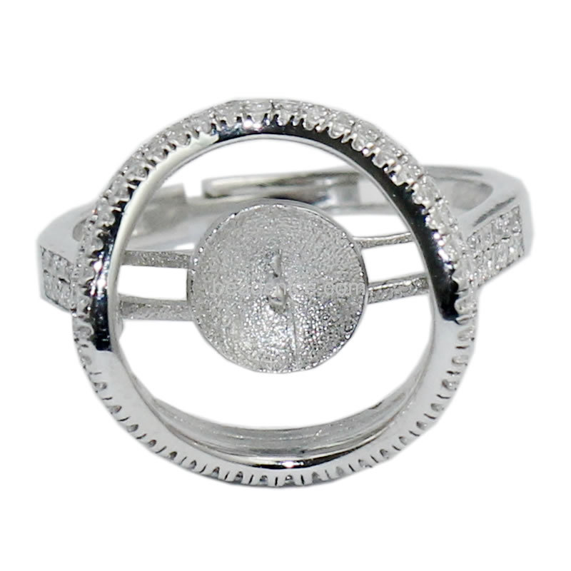 925 sterling silver ring setting removable stone adjustable , fit 7mm round bead, US ring size 7 to 9