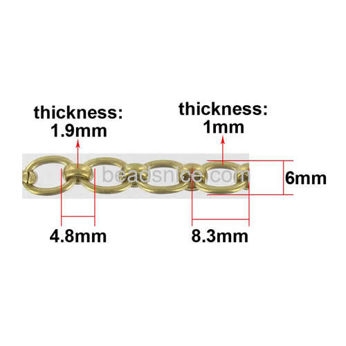 Fashionable jewelry chain necklace women/man classic rolo chains wholesale brass DIY gifts nickel-free lead-safe