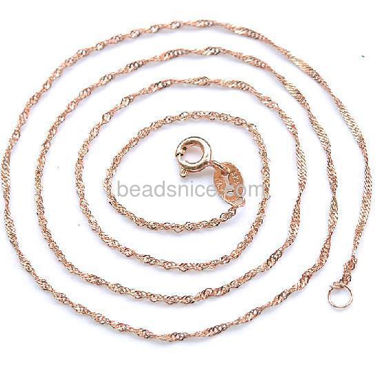 Meng Jackpot 925 sterling silver wholesale jewelry rose gold plated sterling silver chain necklace gold plated wave