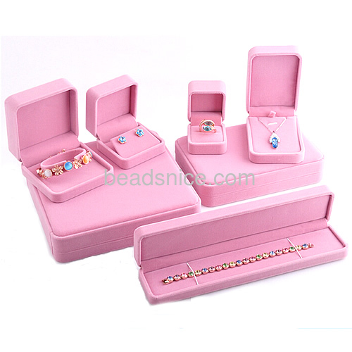 Luxury packaging boxes for necklace pendant fashionable jewelry display gift box velvet rectangular pink