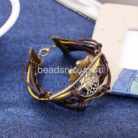 Jewelry Real leather bracelet,long 16-18cm,Flat,