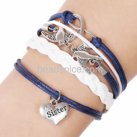 Jewelry Real leather bracelet,long 16-18cm，