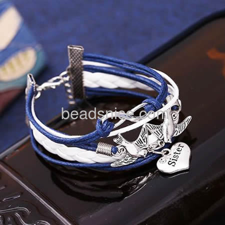 Jewelry Real leather bracelet,long 16-18cm，