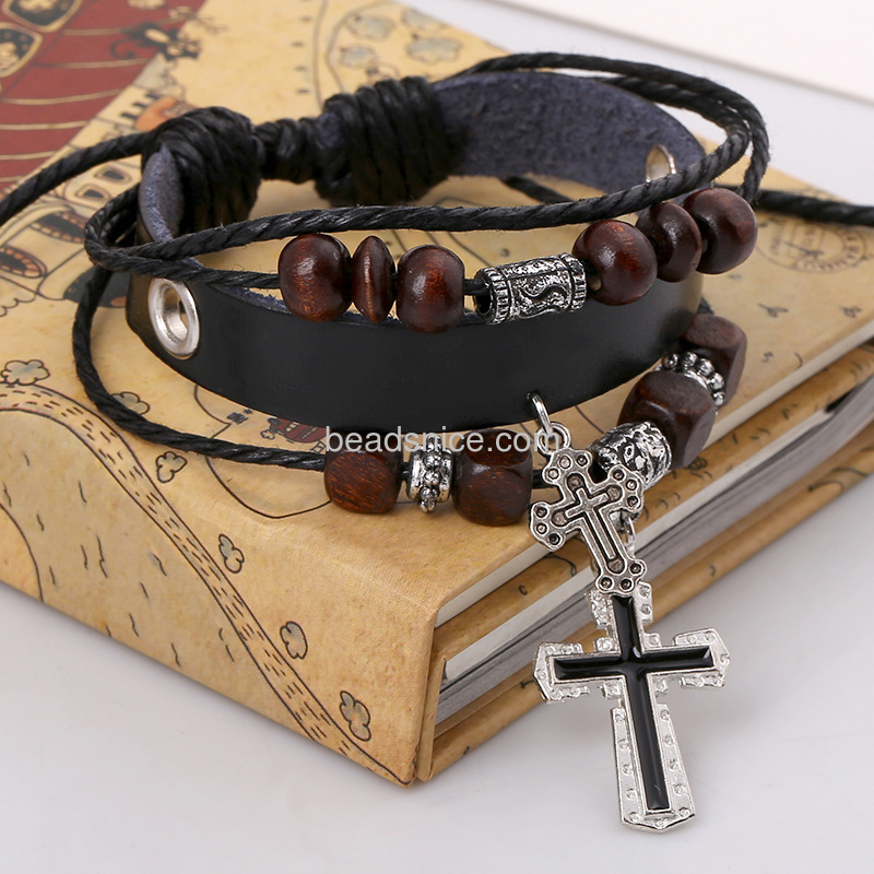 Small wholesale leather jewelry boutique wholesale cross cowhide leather bracelet jewelry bracelets Korea