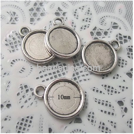 Zinc Alloy Double-sided tray,pendant trays,photo pendant,cabochon settings,Item  size:13MM,inner size 10MM，