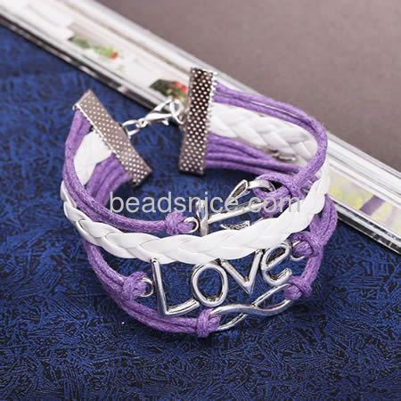 New punk bracelet personalized jewelry wholesale leather bracelet bullet connector fitting leather bracelet