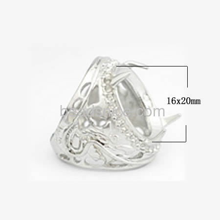 Finger ring blanks vintage ring hollow tray filigree flower engraving wholesale fashion jewelry findings stainless steel DIY