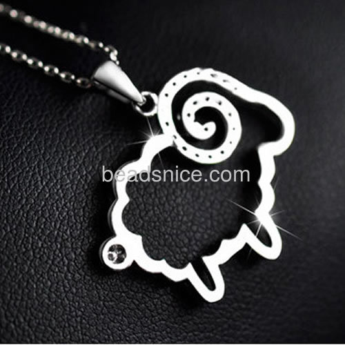 Fashion necklace hollow lamb pendant necklace sheep micro inlay zircon wholesale jewelry components sterling silver gifts
