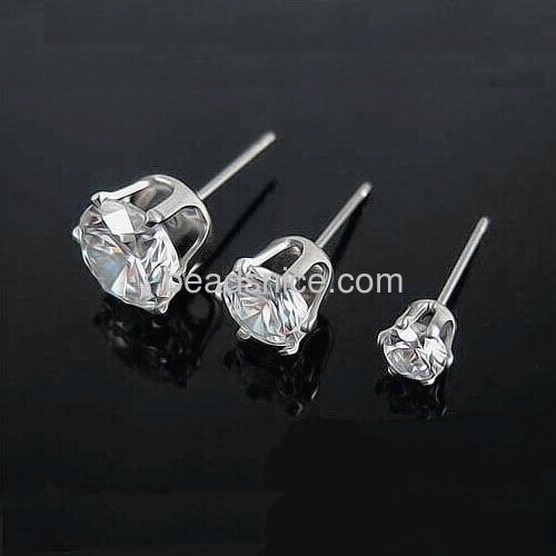 Wedding earrings fashion stud earring inlay artificial zircon wholesale jewelry making supplies stainless steel gift for her