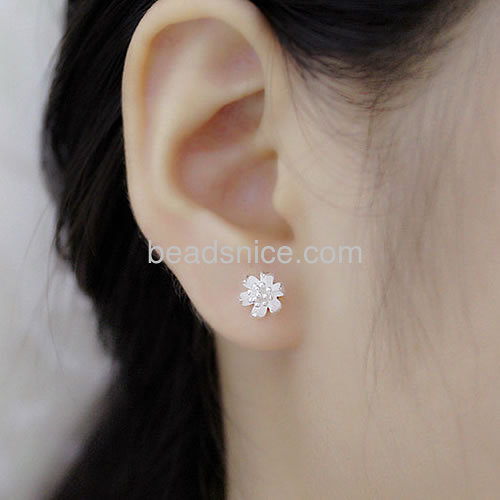 Silver flower earring  daisy stud earrings women wholesale jewelry findings sterling silver best gifts for her