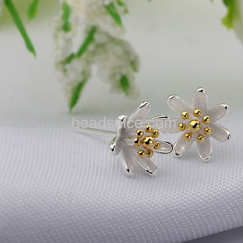 Flower stud earrings women charm magnolia earring wholesale jewelry findings sterling silver trendy gift for friends