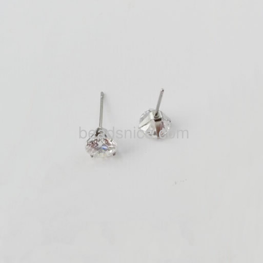 Charm daily wear earring stud cubic zirconia earrings women simple style wholesale jewelry earring findings stainless steel