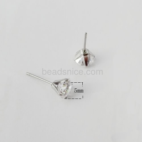 Charm daily wear earring stud cubic zirconia earrings women simple style wholesale jewelry earring findings stainless steel