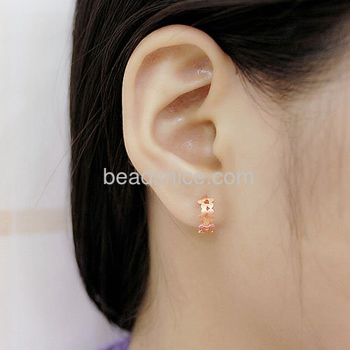 Stud earrings plum flower earring hollow love shape wholesale jewelry earrings components sterling silver gifts