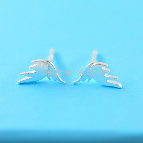 Women earrings daily wear earrings brushed surface wings shape wholesale jewelry findings sterling silver gifts