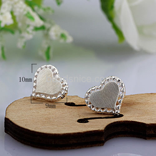 Fashion earring daily wear love stud earrings brushed surface wholesale jewelry findings sterling silver trendy style