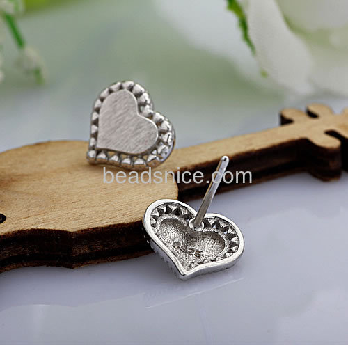 Fashion earring daily wear love stud earrings brushed surface wholesale jewelry findings sterling silver trendy style