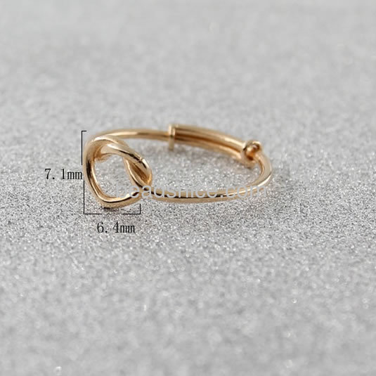 Adjustable finger ring unique designs ring hollow heart-shaped opening wholesale jewelry findings sterling silver Korean style