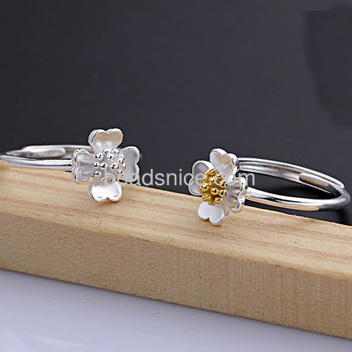 Silver ring fashion finger ring small fresh clover flower bud ring wholesale vogue rings jewelry findings sterling silver Korean