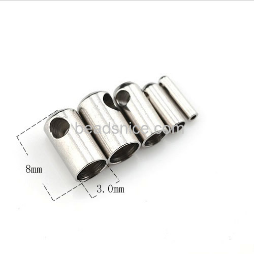 Stainless steel end cap for leather or cord end caps necklace wholesale jewelry accessories tube fit 3mm