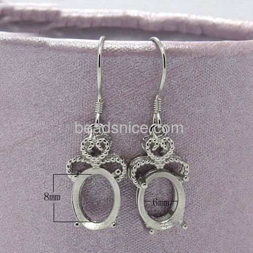 Earring hook dangle earrings mountings personalized earring settings wholesale fashionable jewelry findings sterling silver oval