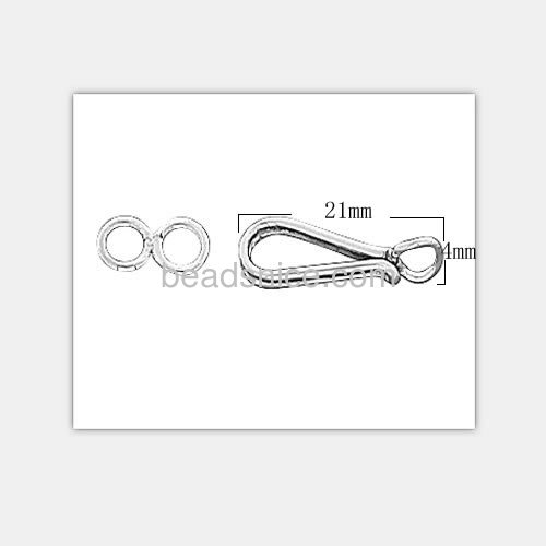 Sterling silver hook eye clasp connector for leather cord wholesale fashion jewelry clasps accessories DIY