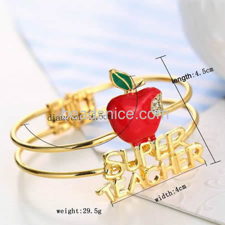 Christmas bracelets Santa apple bangle super teacher bangles wholesale fashionable jewelry findings brass lead-safe nickel-free