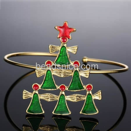 Christmas tree bangles bracelets unique tree bracelet wholesale fashion jewelry making supplies brass lead-safe nickel-free