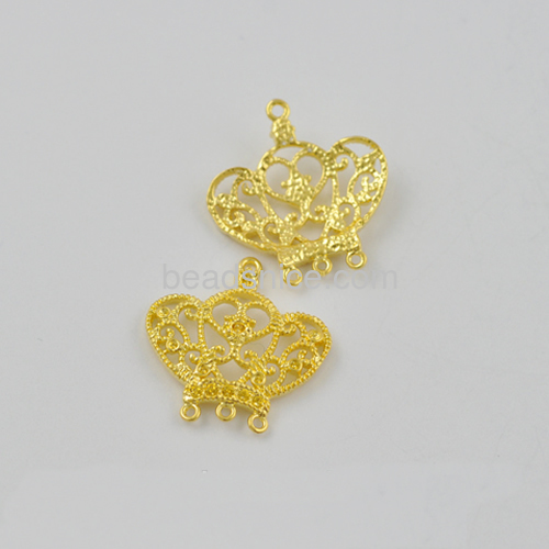 Brass connector royal crown connectors filigree charms links wholesale fashionable jewelry components DIY more color for choice