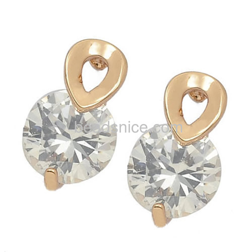 Fashion earrings woman charm earring stud unique design fit wedding party wholesale jewelry findings brass gifts round shape