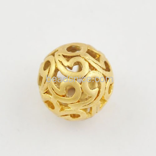 Loose beads hollow filigree bead for bracelet necklace unique craft wholesale fashion jewelry accessories brass DIY gifts