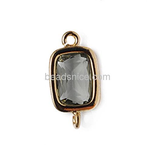 Charm glass pendant fit necklace bracelet brass frame with 4 claw fixed wholesale jewelry accessories brass rectangle shape DIY 