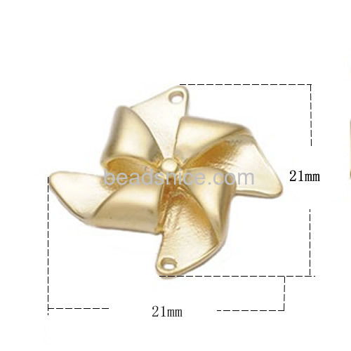 Fashion windmill connector lovely bracelet necklace charms pinwheel connectors jewelry accessories DIY brass Holand style