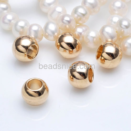 Metal loose beads fit necklace bracelet wholesale jewelry accessories brass round shape smooth handmade gift for friends