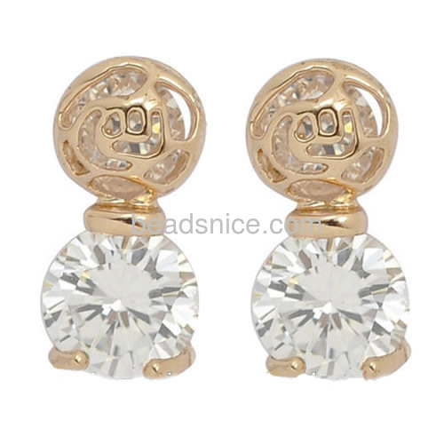 Fashion earring hollow small earrings stud round shape wholesale fashionable jewelry making supplies brass gift for her
