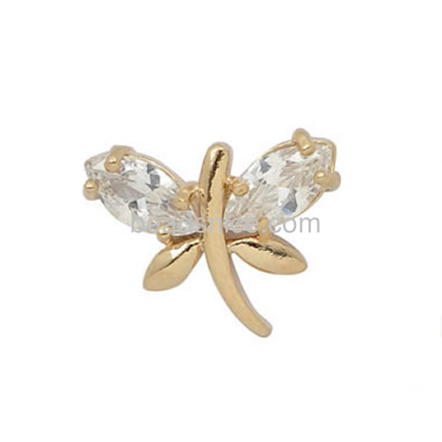 Beautiful earring designs for women dragonfly earrings inlay imitation zircon wholesale jewelry findings brass gift for friend