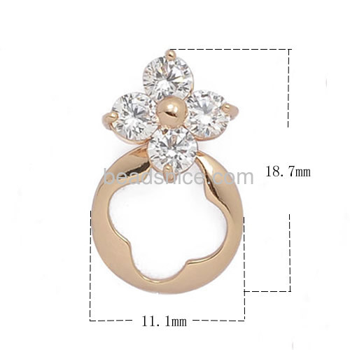 Stud earrings women inlay imitation zircon hollow colover wholesale earring findings brass round flower shape elegant gifts