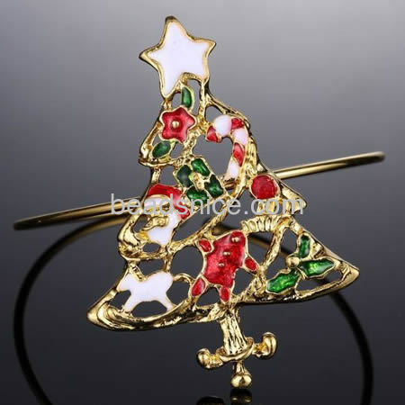 Christmas bracelets jingle bell bracelet bangle fashionable jewelry making brass Christmas gifts lead-safe nickel-free