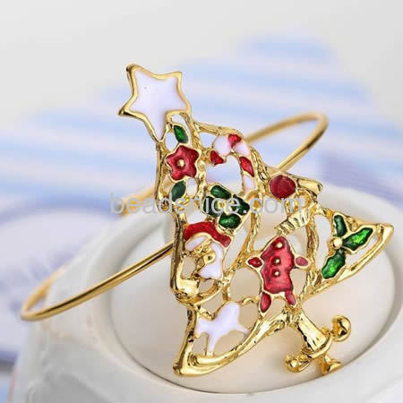 Christmas bracelets jingle bell bracelet bangle fashionable jewelry making brass Christmas gifts lead-safe nickel-free