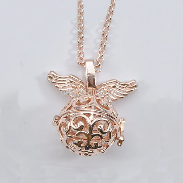Box pendant angel wing ball cage pendants necklace charm pendant hollow wholesale jewelry accessories brass