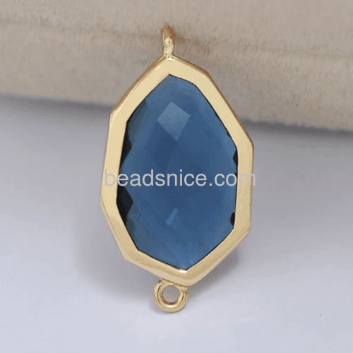 Glass connector cubic pendants fit necklace bracelet gold framed wholesale jewelry connectors brass mixed color for your choice