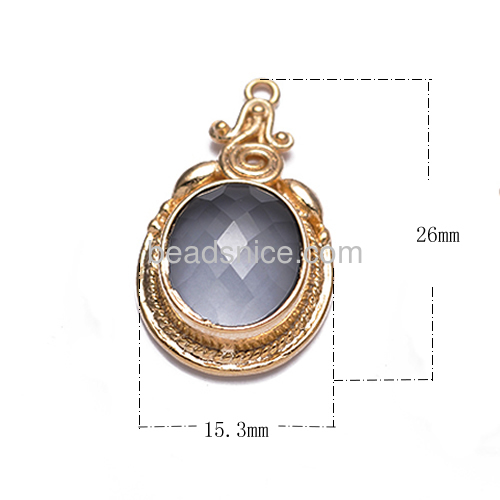 Necklace pendant round glass pendants charms sahara bezel wholesale fashionable jewelry accessories brass DIY elegant gifts