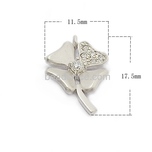 Four leaf clover charm pendant elegant pendants inlay imitation zircon wholesale jewelry findings brass lucky gift for friends