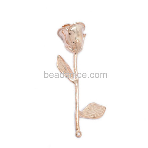 Fashion necklace pendant charm rose flower pendants wholesale jewelry making supplies brass valentine gift for her
