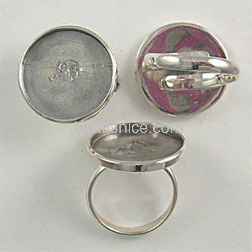 Silver ring base cabochon rings blanks round tray adjustable wholesale jewelry accessories sterling silver adjustable