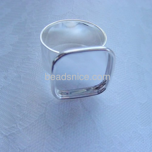 Finger ring base square cabochon rings blanks tray wholesale fashion jewelry components sterling silver DIY
