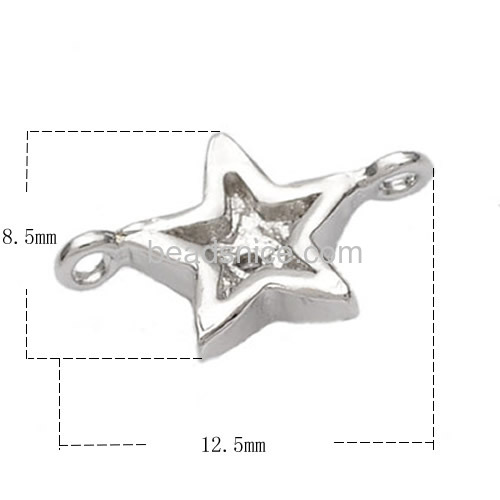 Star charm pendant connector tiny pentagram connectors fit bracelet necklace wholesale jewelry components brass DIY gifts